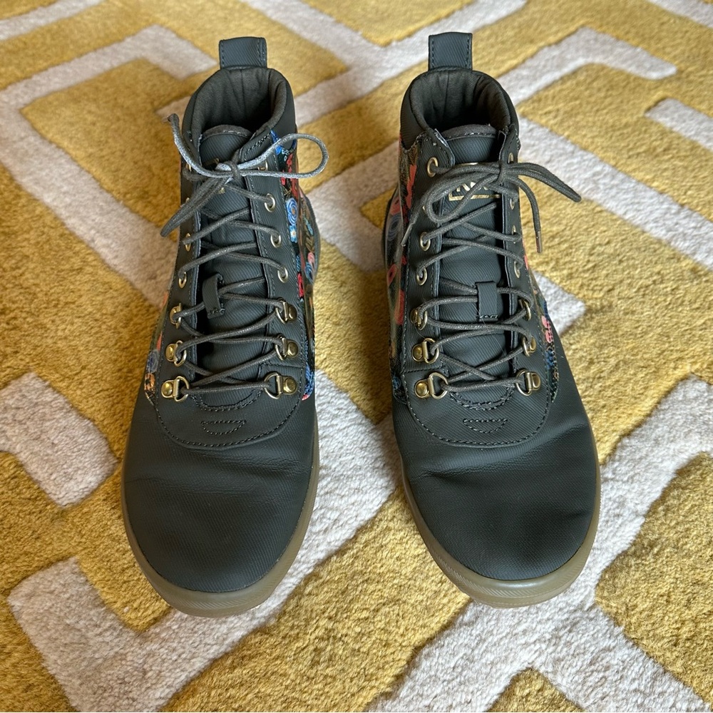 Keds Green Rain Water Resistant Lace-up Boots with Floral Print - Picture 2 of 11